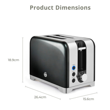 930W Graphite Swan Solace 2-Slice Toaster