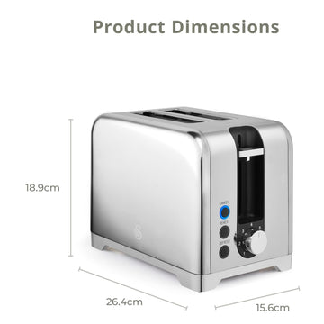 930W Silver Swan Solace 2-Slice Toaster