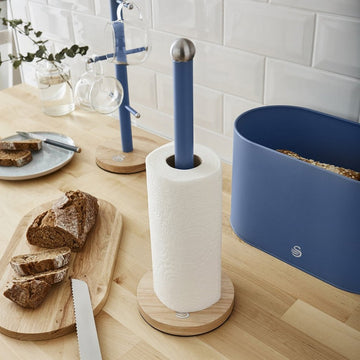 Swan Nordic Style Blue Towel Pole with Bamboo Base