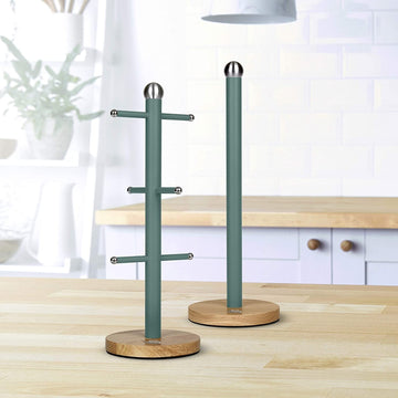 Swan Nordic Style Green Towel Pole with Bamboo Base