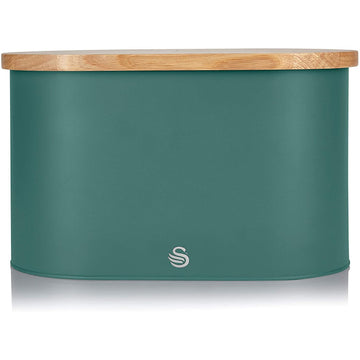 Swan Nordic Style Green Oval Bread Bin Cutting Board Lid