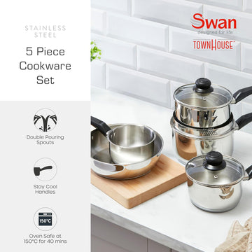 5Pcs Townhouse Swan Cookware Set