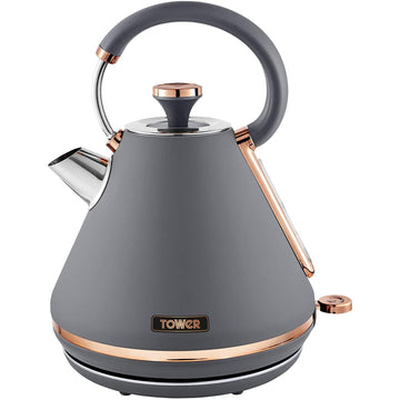 Tower Cavaletto 1.7L 3000W Grey Gold Electric Pyramid Kettle