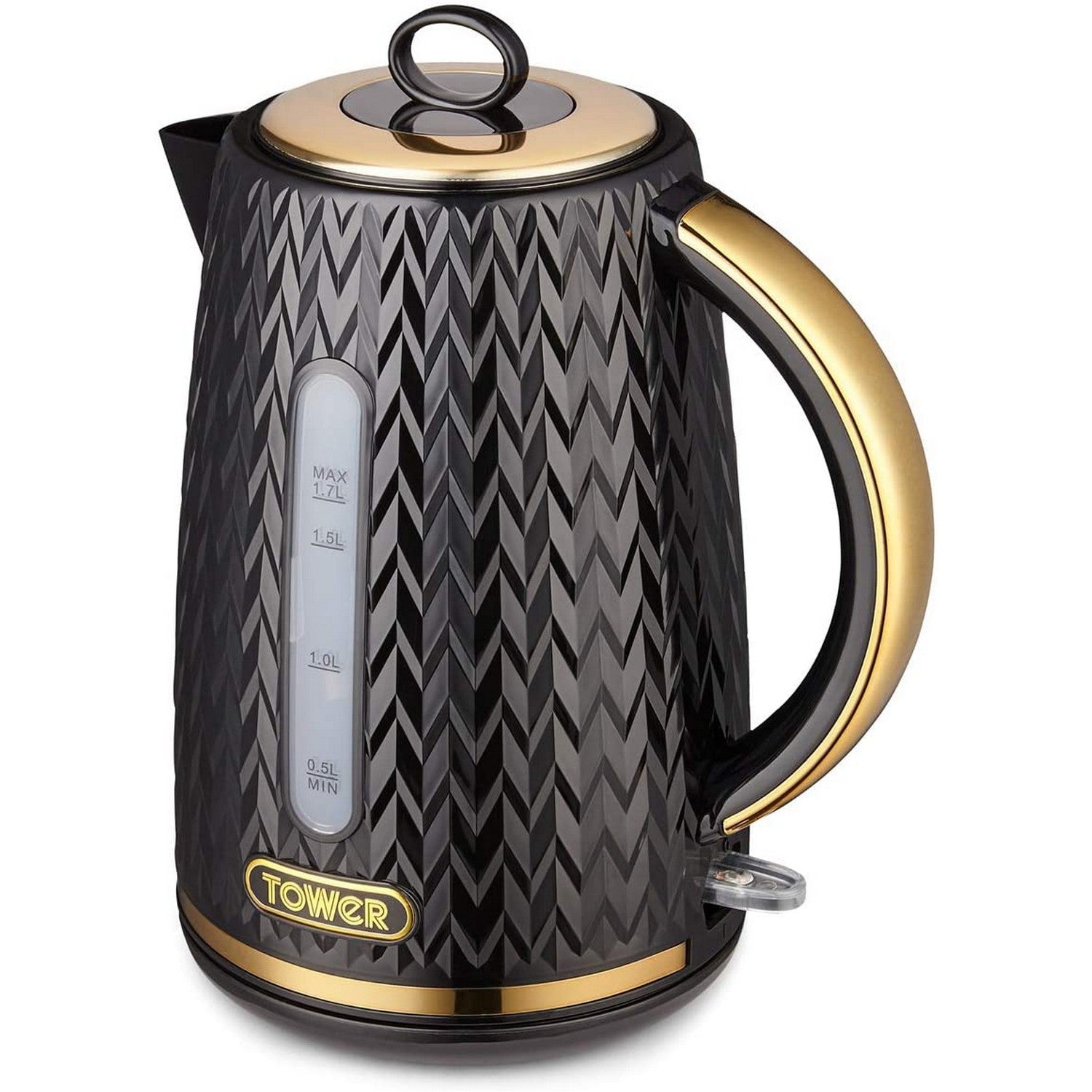 Tower Empire 1.7L 3000W Black Brass Accents Electric Kettle