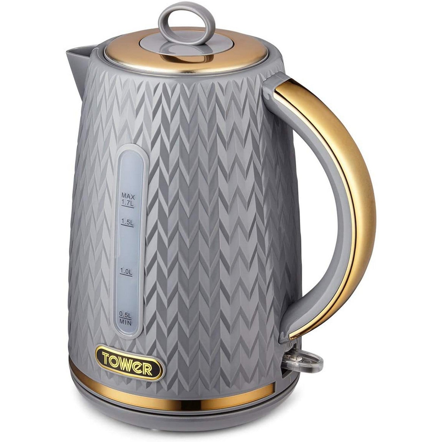 Tower Empire 1.7L 3000W Grey Brass Accents Electric Kettle