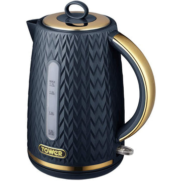 Tower Empire 1.7L 3000W Blue Brass Accents Electric Kettle