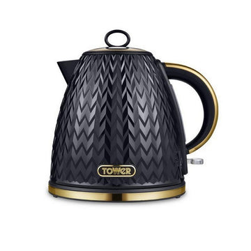 Tower Empire 1.7L 3000W Black Brass Accents Pyramid Kettle