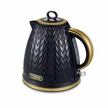 Tower Empire 1.7L 3000W Black Brass Accents Pyramid Kettle