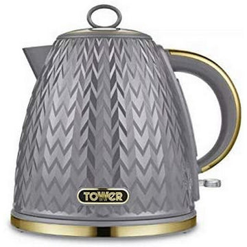 Tower Empire 1.7L 3000W Grey Brass Accents Pyramid Kettle