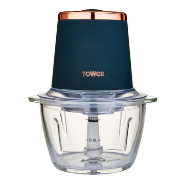 Tower 350W 1L Cavaletto Blue Rose Gold Glass Mini Chopper