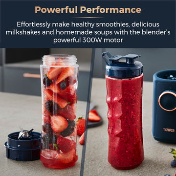 Tower 300W Cavaletto Blue Rose Gold Personal Blender