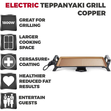 Tower Cerasure+ Copper Electric Teppanyaki Grill Copper