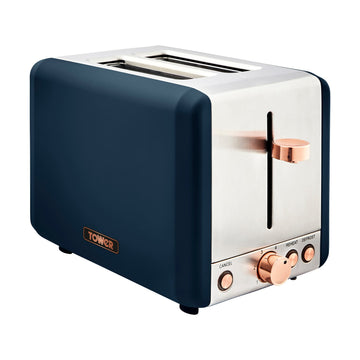 Tower Cavaletto 850W 2 Slice Blue Stainless Steel Toaster