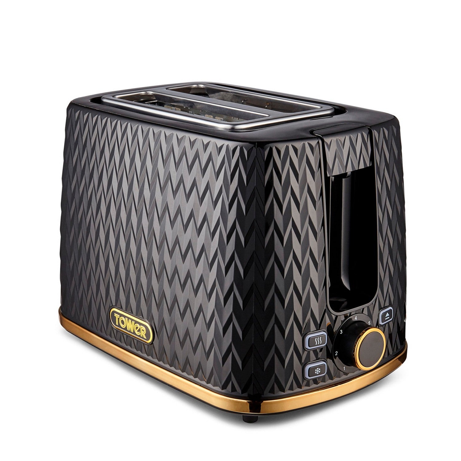 Tower Empire 2 Slice Black Brass Accents Toaster