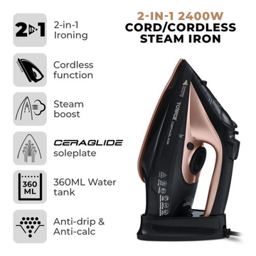 Tower 2400W Cord & Cordless Steam Iron