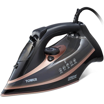 Tower 3100W Gold & Black Ceramic Sole Steam Iron
