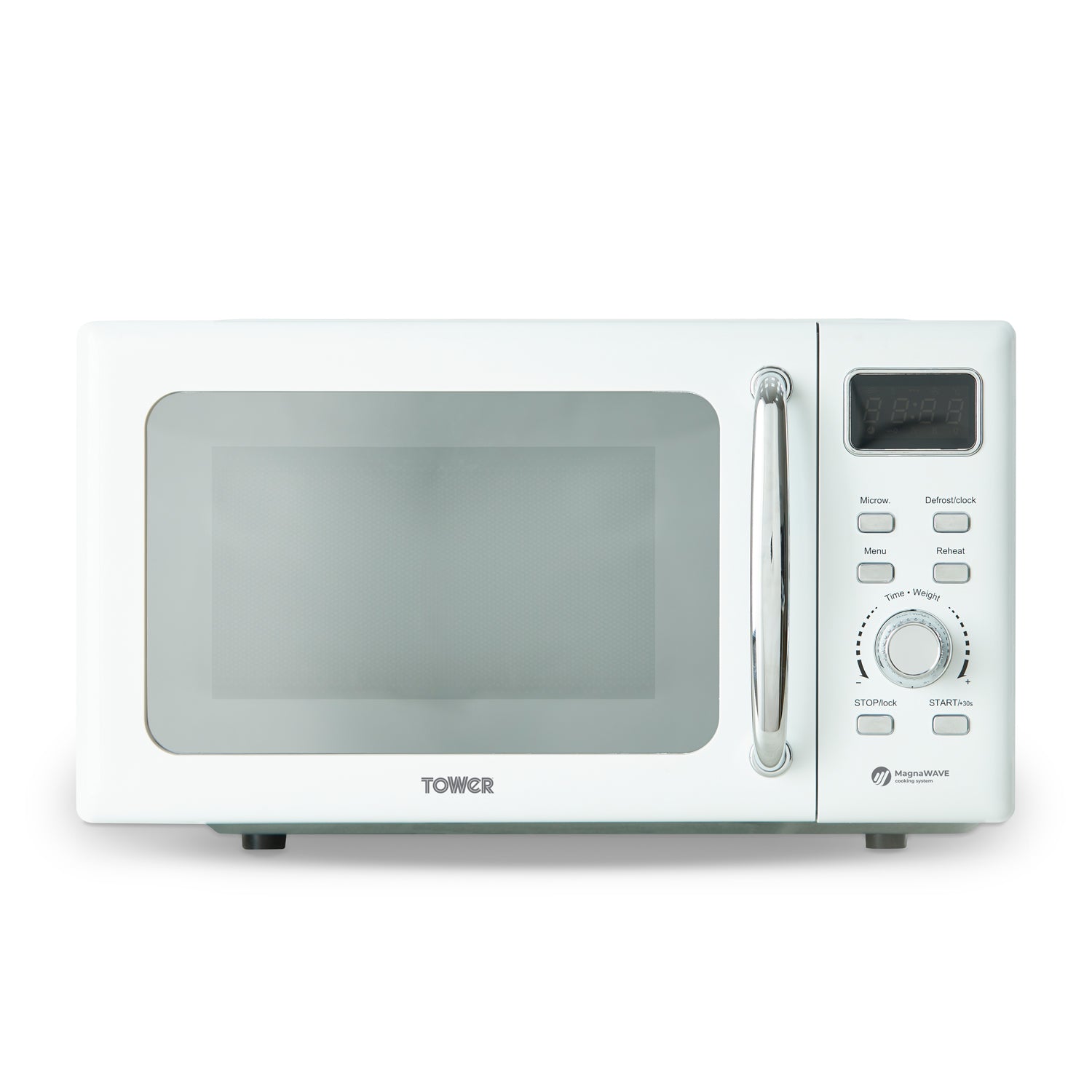 Tower 20L 800W White & Chrome Digital Microwave Oven