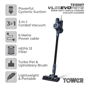 Tower 3-in-1 Evo Pets Corded Vacuum Cleaner