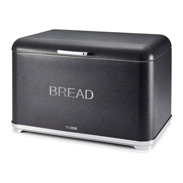 Tower Glitz 13.5L Noir Black Stainless Steel Bread Bin