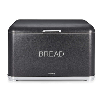 Tower Glitz 13.5L Noir Black Stainless Steel Bread Bin