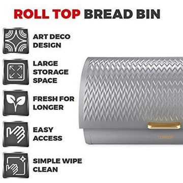 Tower Empire Grey Roll Top Bread Bin