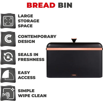 Tower Cavaletto Black Bread Bin