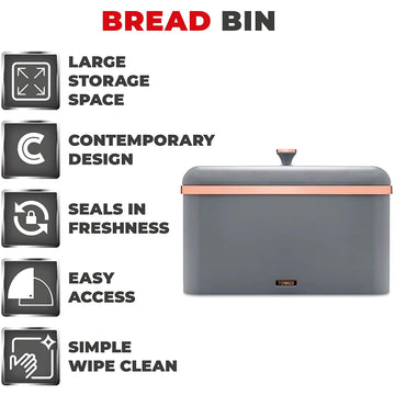 Tower Cavaletto Grey Bread Bin