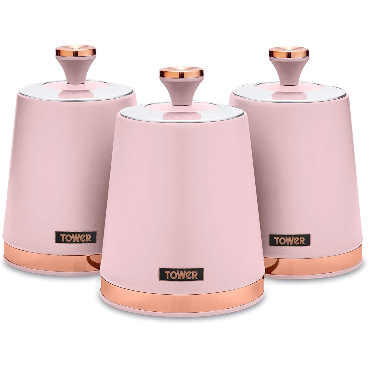 Tower Cavaletto Set of 3 Pink Canisters Set