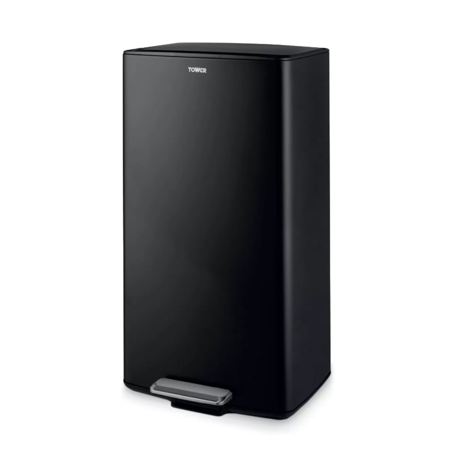 Tower 40L Rectangular Black Pedal Trash Bin