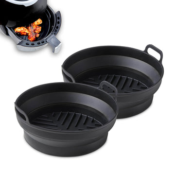 Tower 2Pcs Round Silicone Foldable Air Fryer Trays With Handle