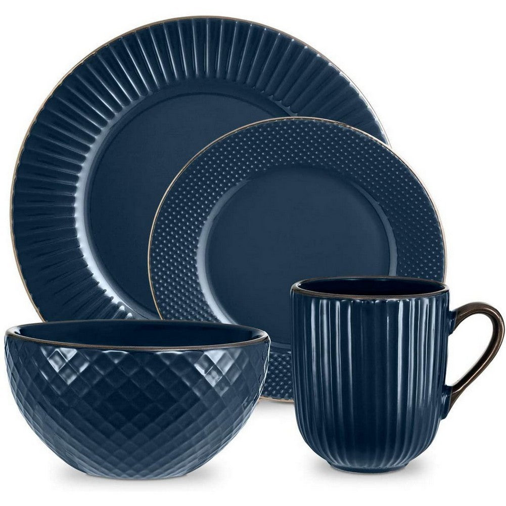 Tower Empire 16pc Blue Dinnerware Set