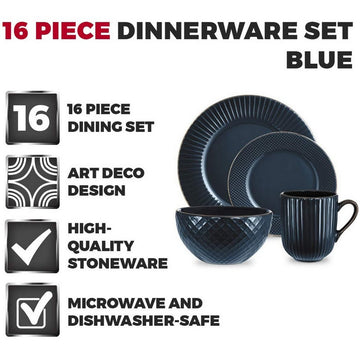 Tower Empire 16pc Blue Dinnerware Set