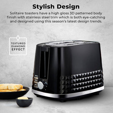 Tower Solitaire Black 2 Slice Toaster