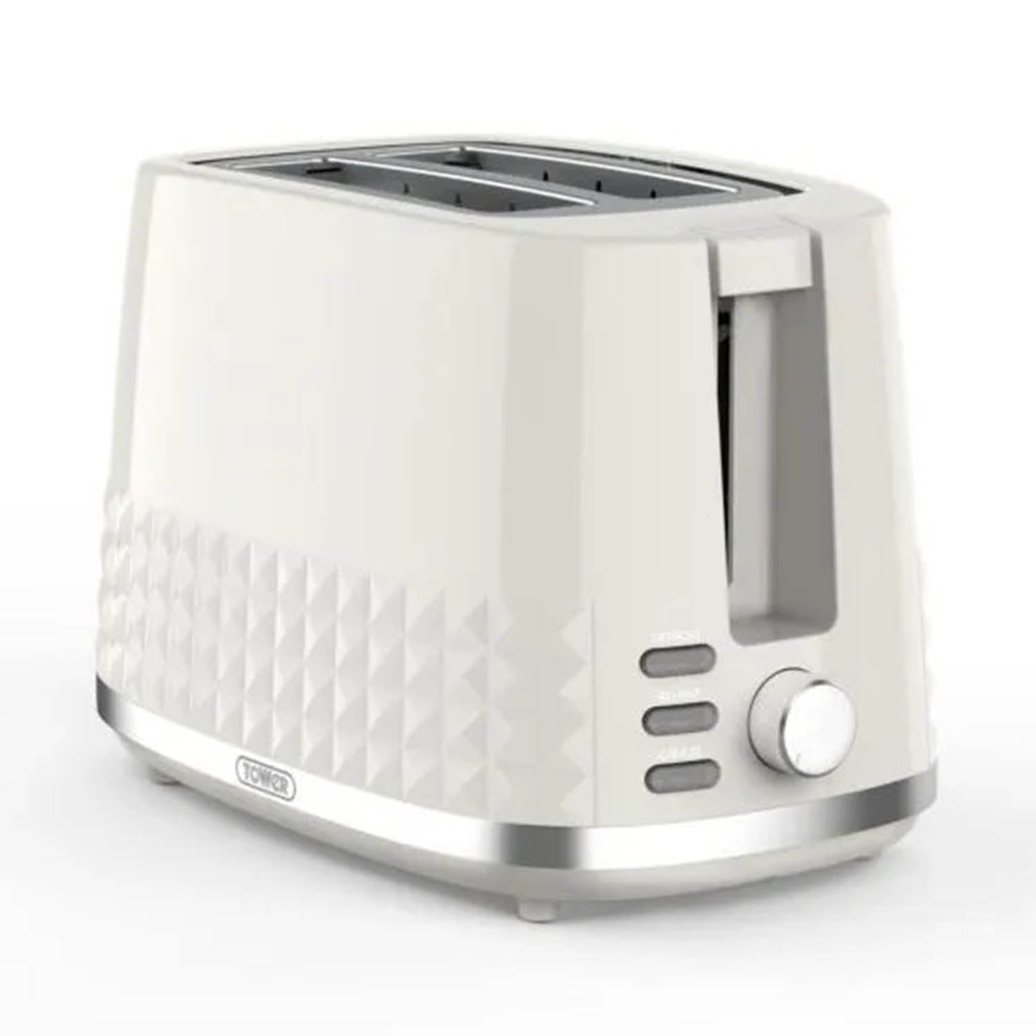 Tower Solitaire White 2 Slice Toaster