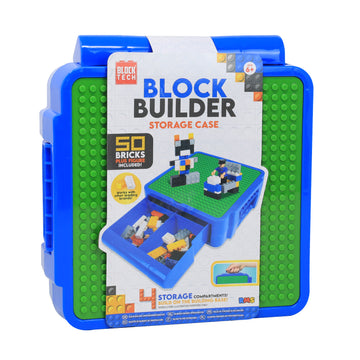 50Pcs Building Blocks Toy In Blue Case With 4 Compartments