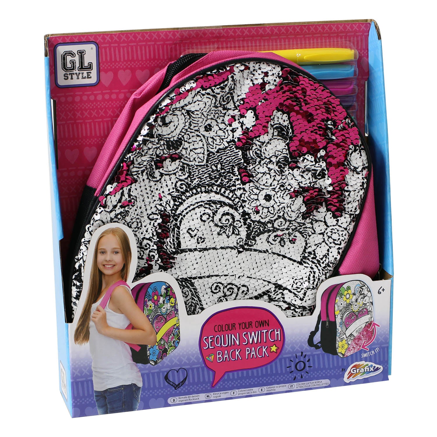 GL Style Colour Your Own Sequin Switch Back Pack