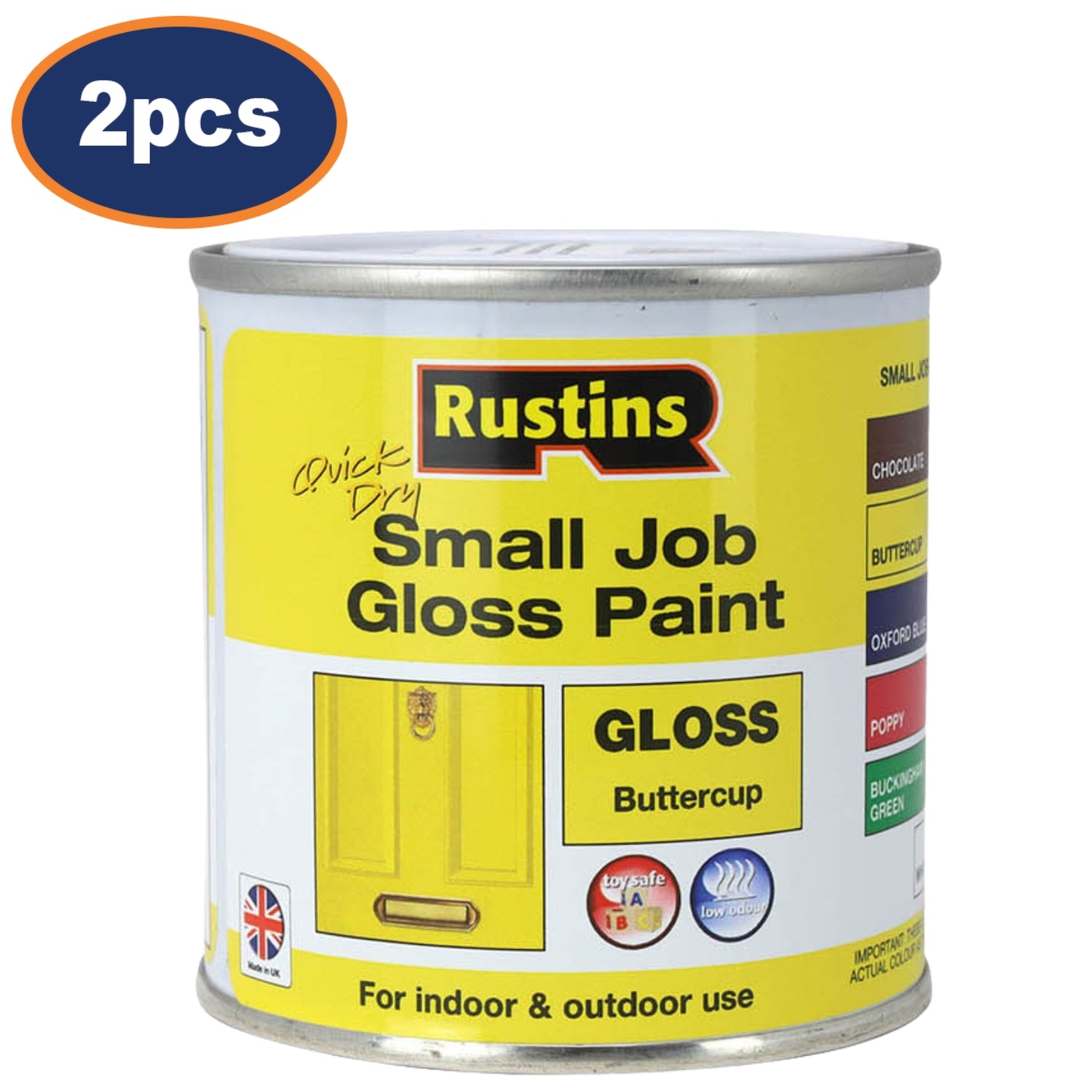 2Pcs Rustins 250ml Buttercup Yellow Quick Dry Gloss Paint