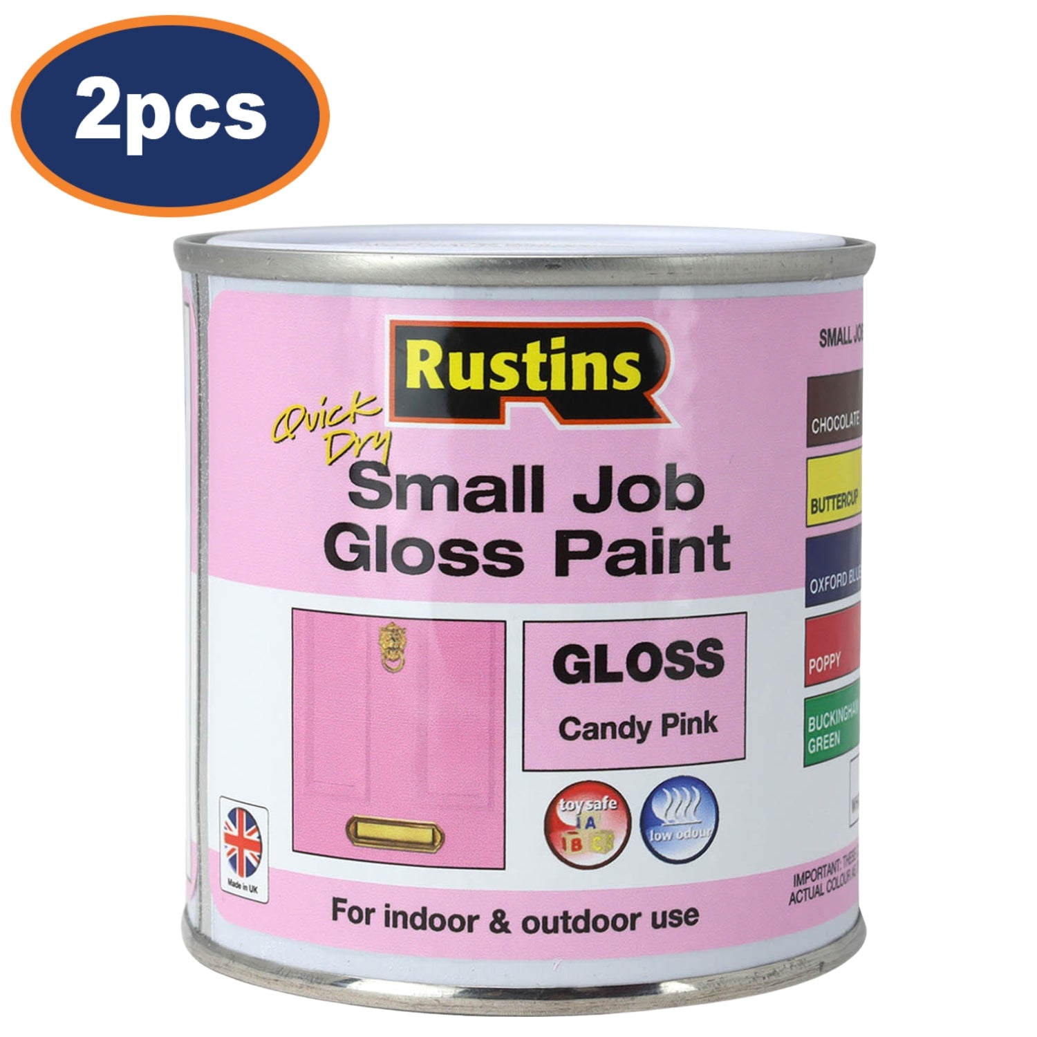 2Pcs Rustins 250ml Candy Pink Quick Dry Gloss Paint