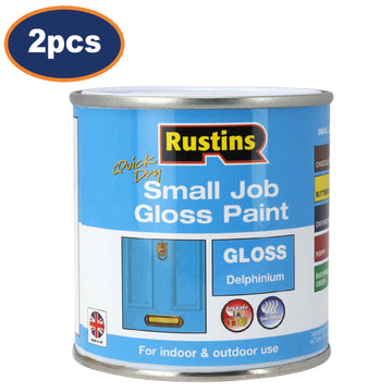 2Pcs Rustins 250ml Delphinium Blue Quick Dry Gloss Paint