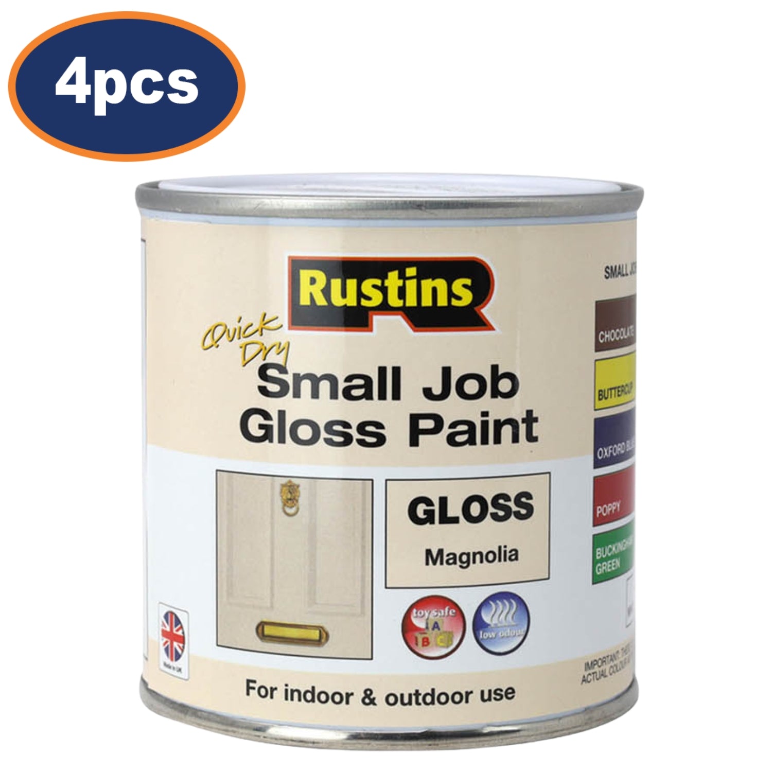 4Pcs Rustins 250ml Magnolia Quick Dry Gloss Paint