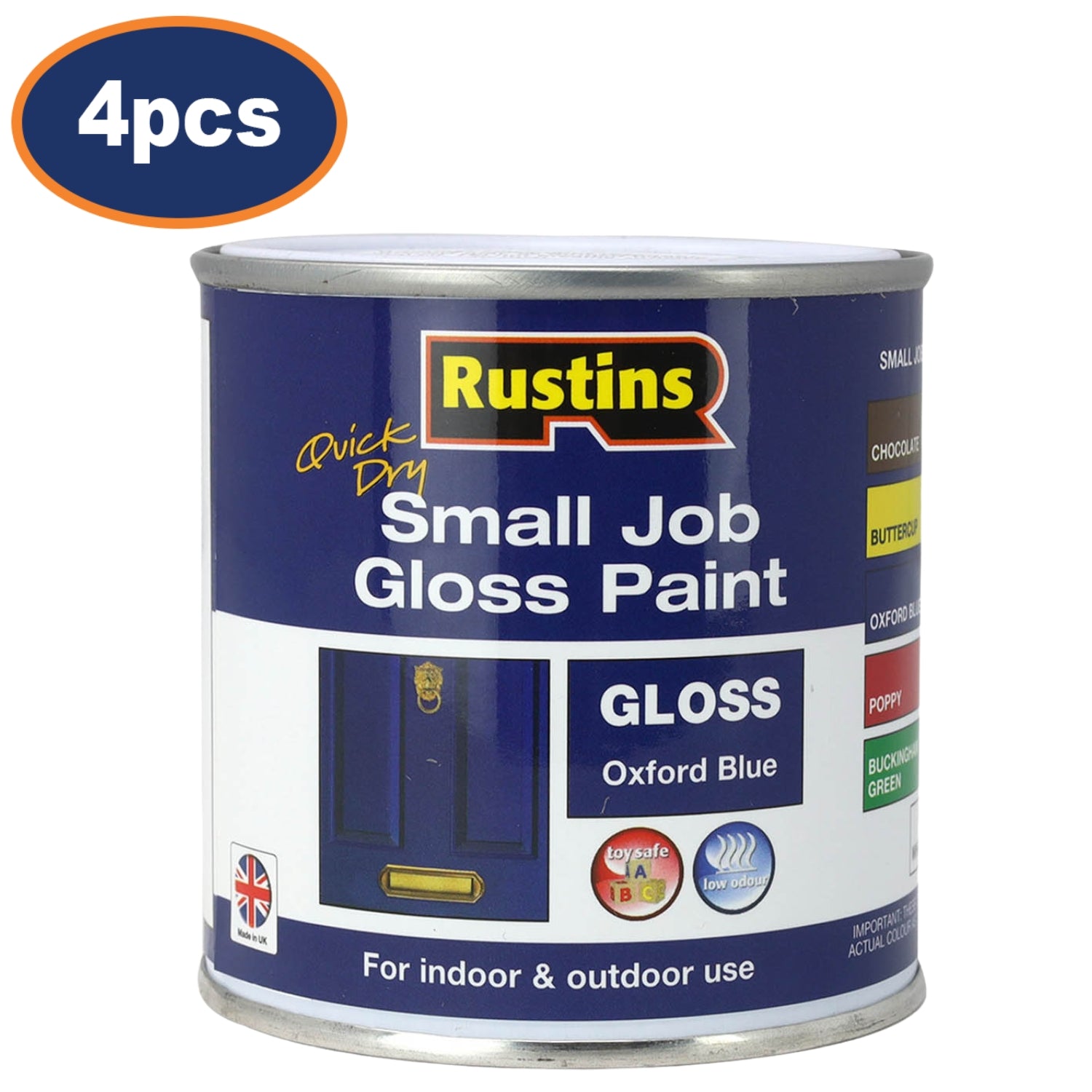 4Pcs Rustins 250ml Oxford Blue Quick Dry Gloss Paint