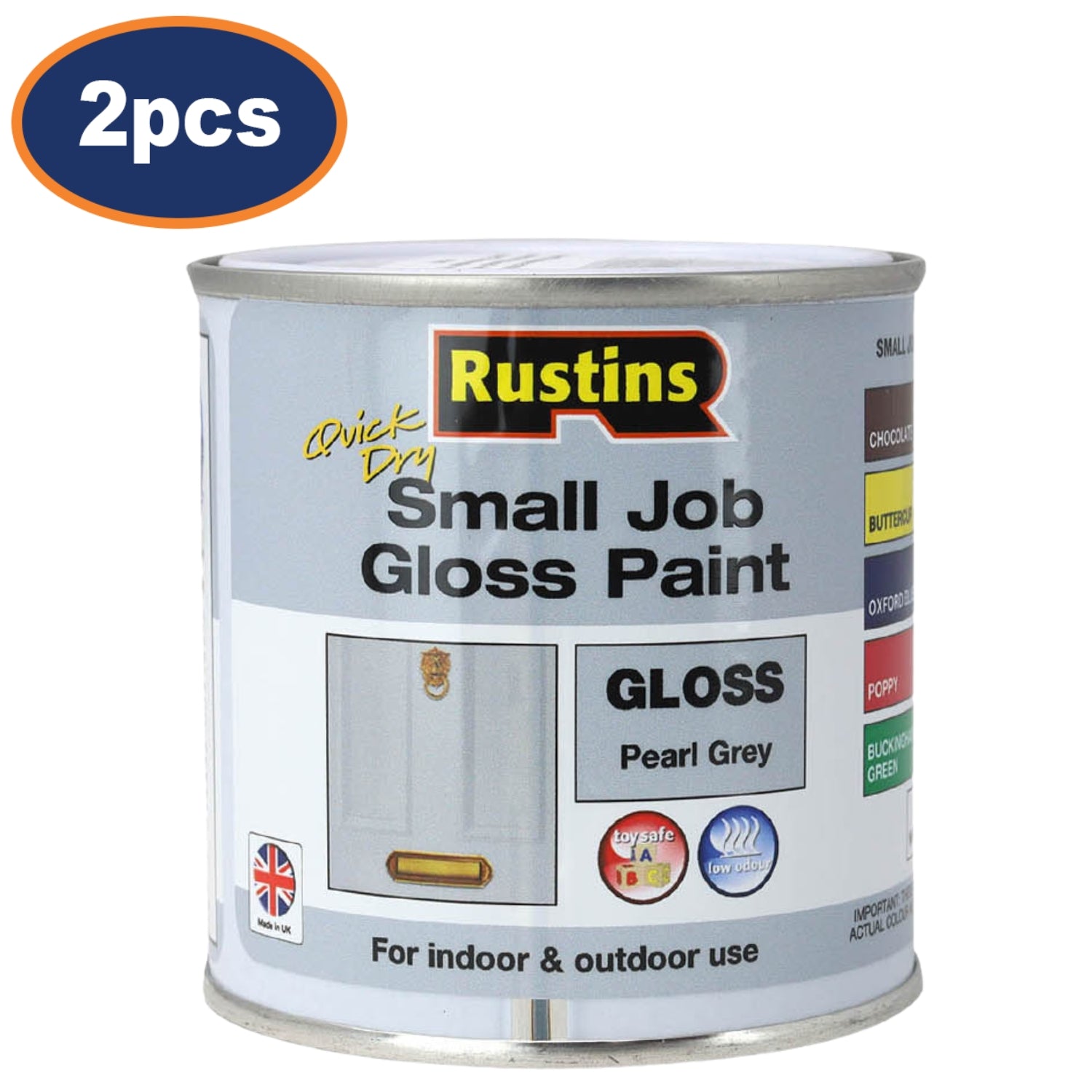 2Pcs Rustins 250ml Pearl Grey Quick Dry Gloss Paint