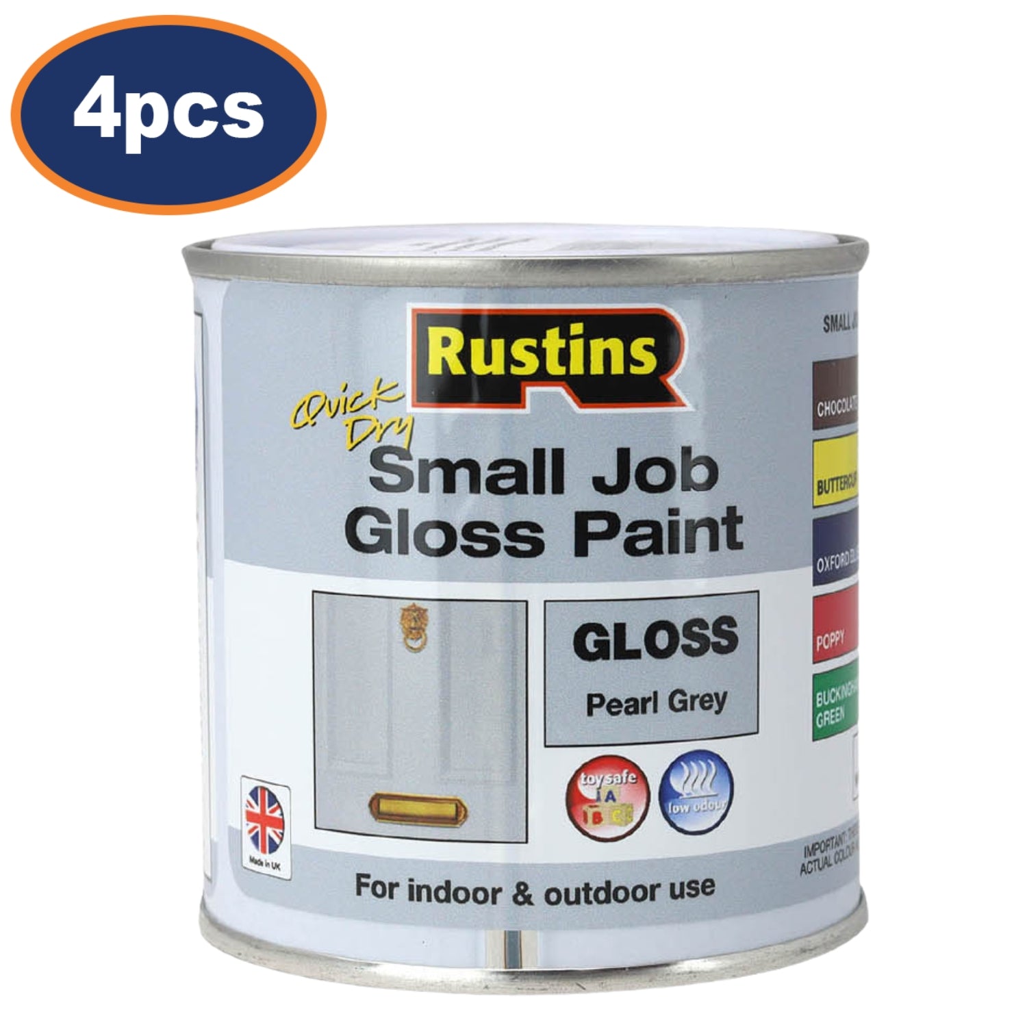 4Pcs Rustins 250ml Pearl Grey Quick Dry Gloss Paint