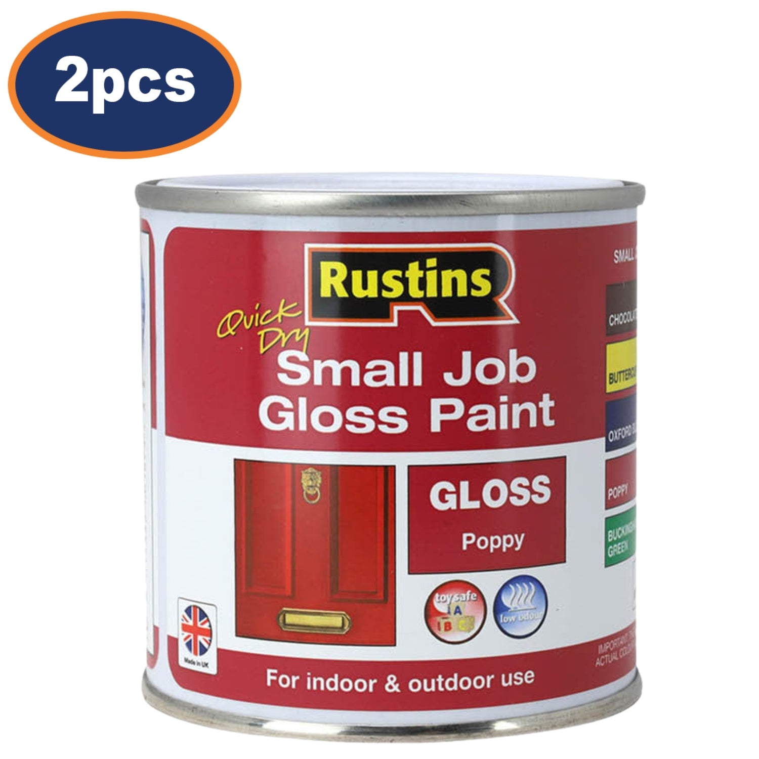 2Pcs Rustins 250ml Poppy Red Quick Dry Gloss Paint