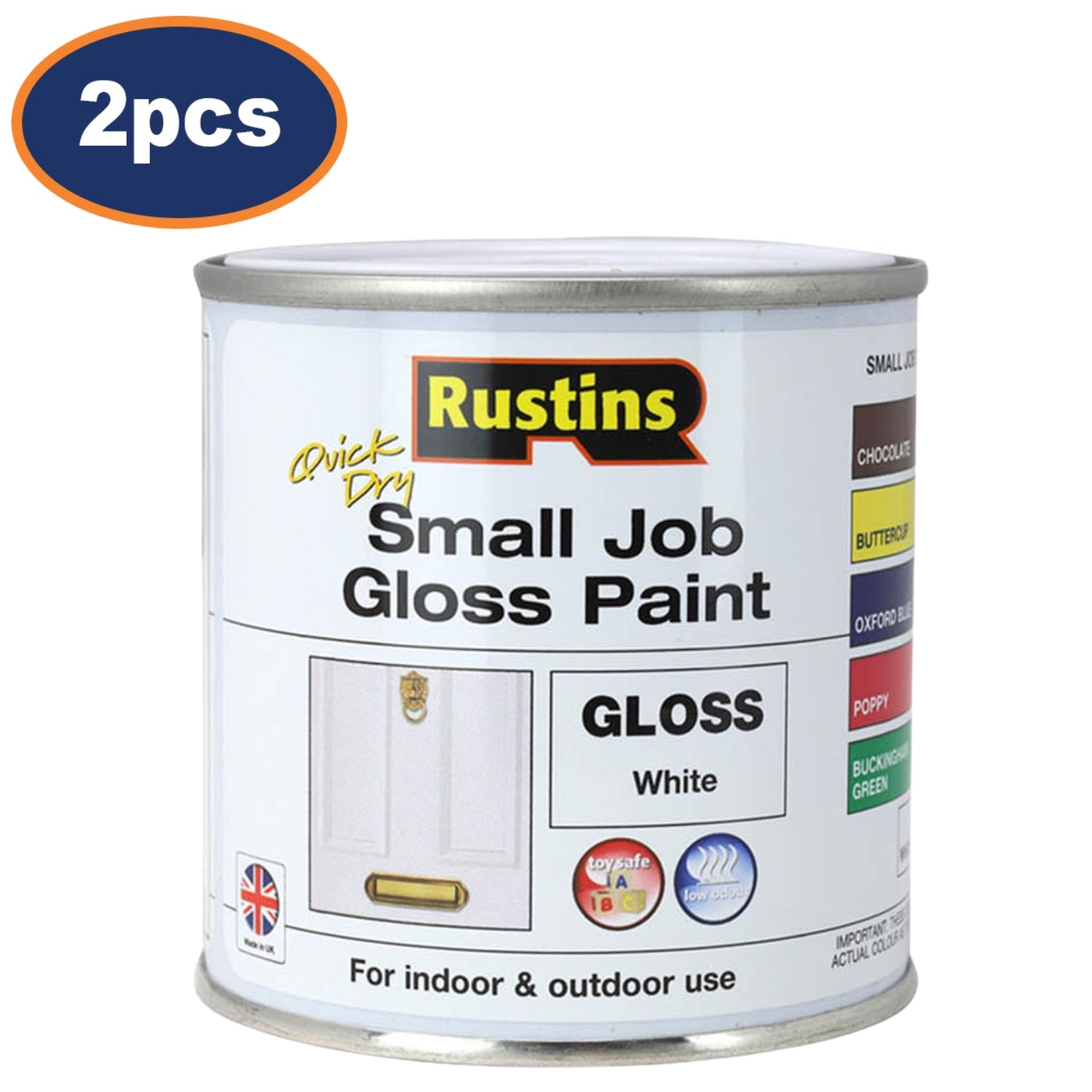 2Pcs Rustins 250ml White Quick Dry Gloss Paint