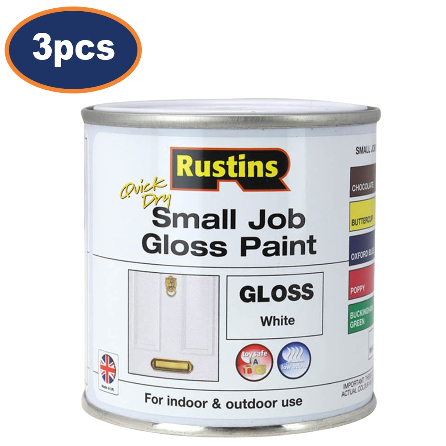 3Pcs Rustins 250ml White Quick Dry Gloss Paint