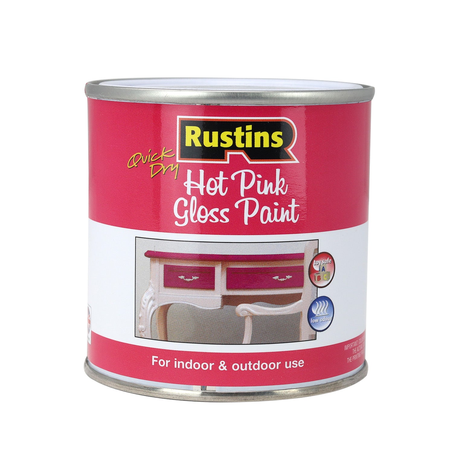 250ml Rustins Quick Dry Hot Pink Gloss Paint