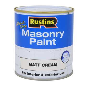 Rustins 500ml Matte Cream Quick Dry Water-Based Masonry Paint