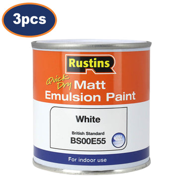 3Pcs Rustins 250ml Matte White Quick Dry Emulsion Paint