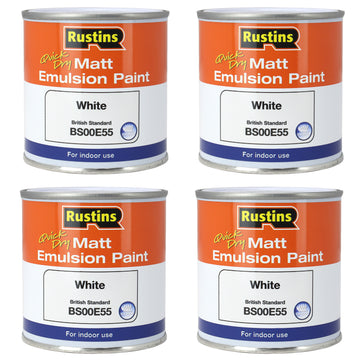 4Pcs Rustins 250ml Matte White Quick Dry Emulsion Paint